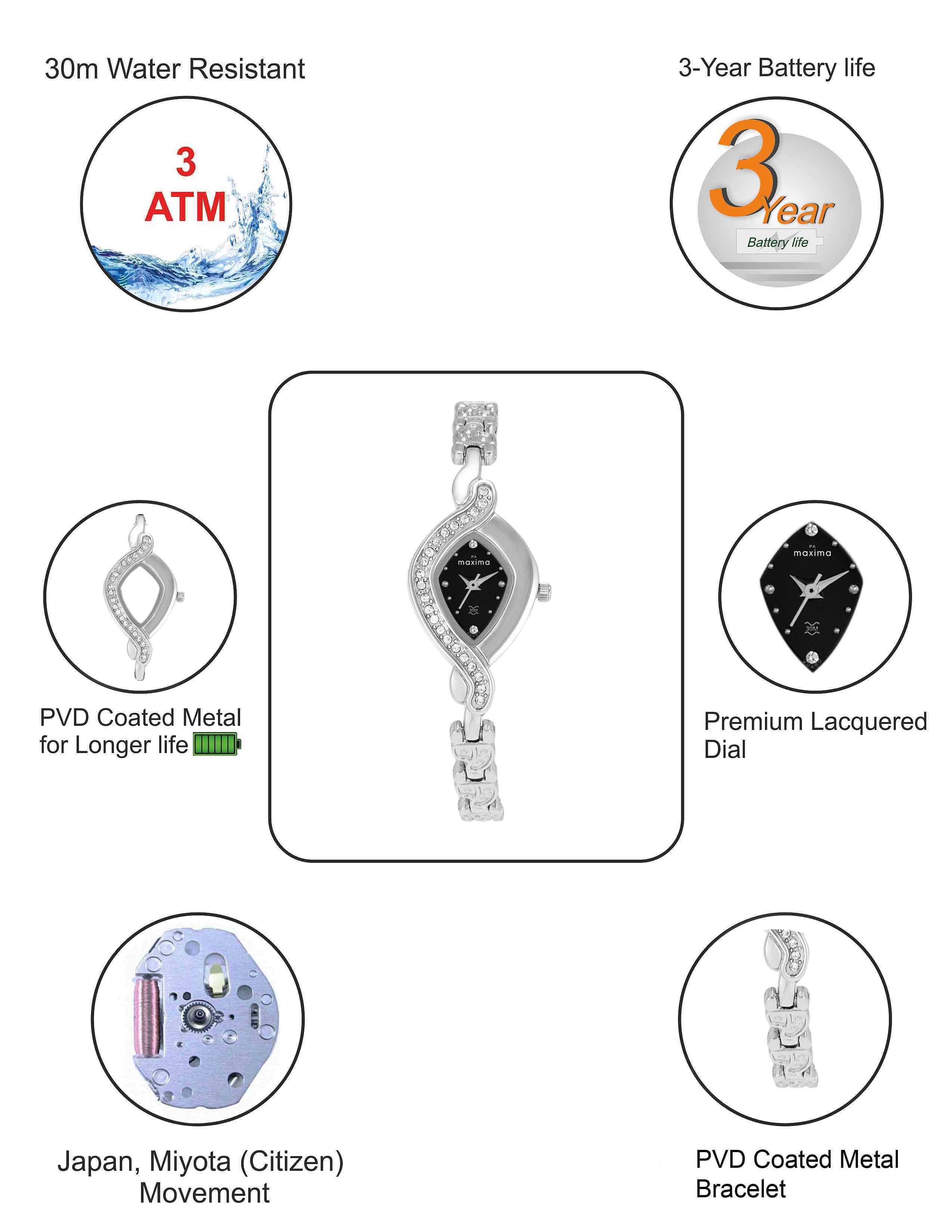 Maxima ATTIVO Women Black Dial Analogue Watch - 20480BMLI