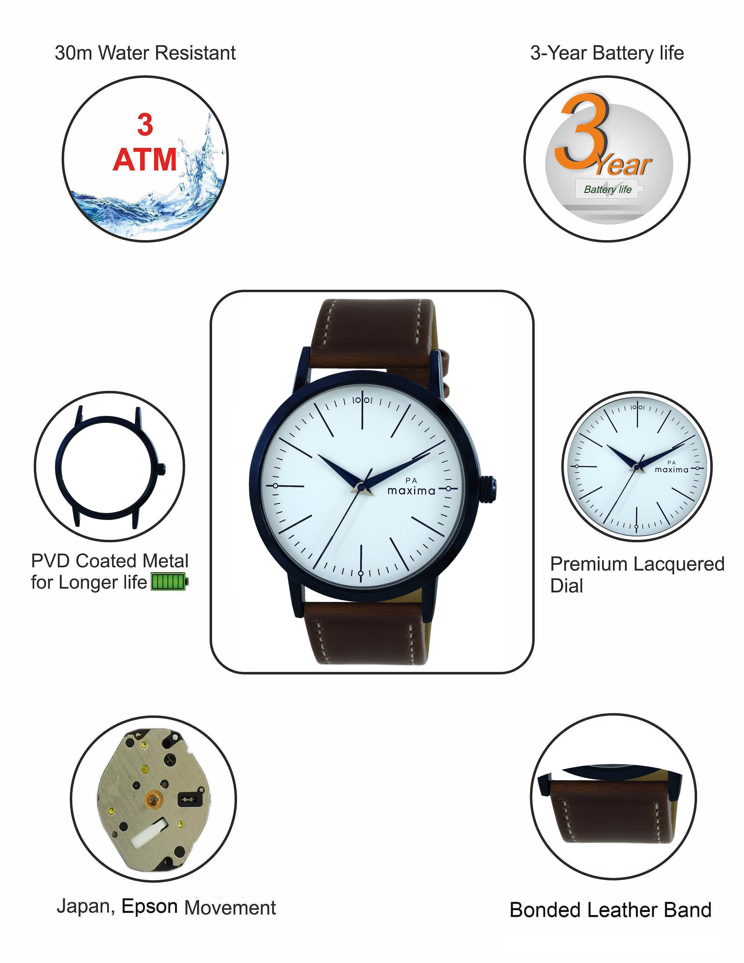 Maxima ATTIVO Men White Dial Analogue Watch - 66361LMGG