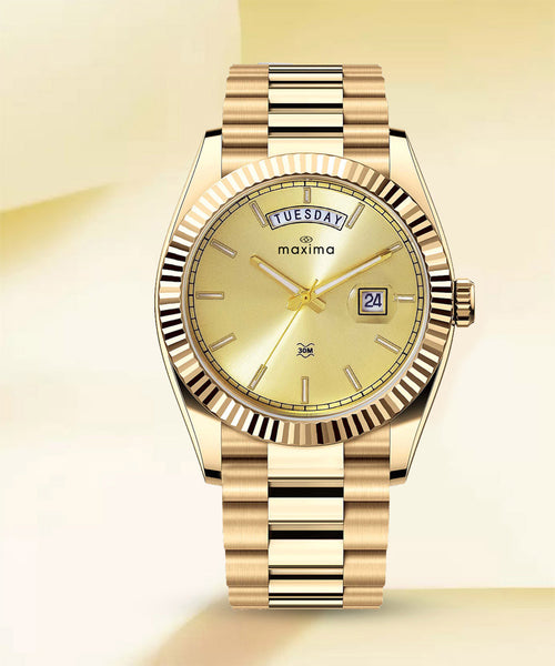 Maxima GOLD Men Gold Dial Analogue Watch 69100CMGY