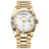 Maxima GOLD Men White Dial Analogue Watch - 69101CMGY