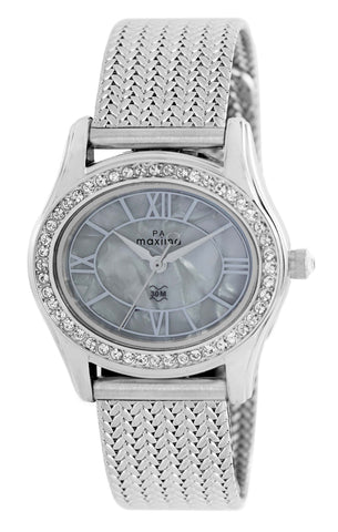 Maxima SWAROVSKI Women Silver Dial Analogue Watch - 29557CMLI
