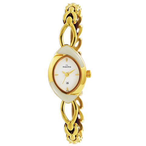 Maxima GOLD Women White Dial Analogue Watch - 42080BMLY