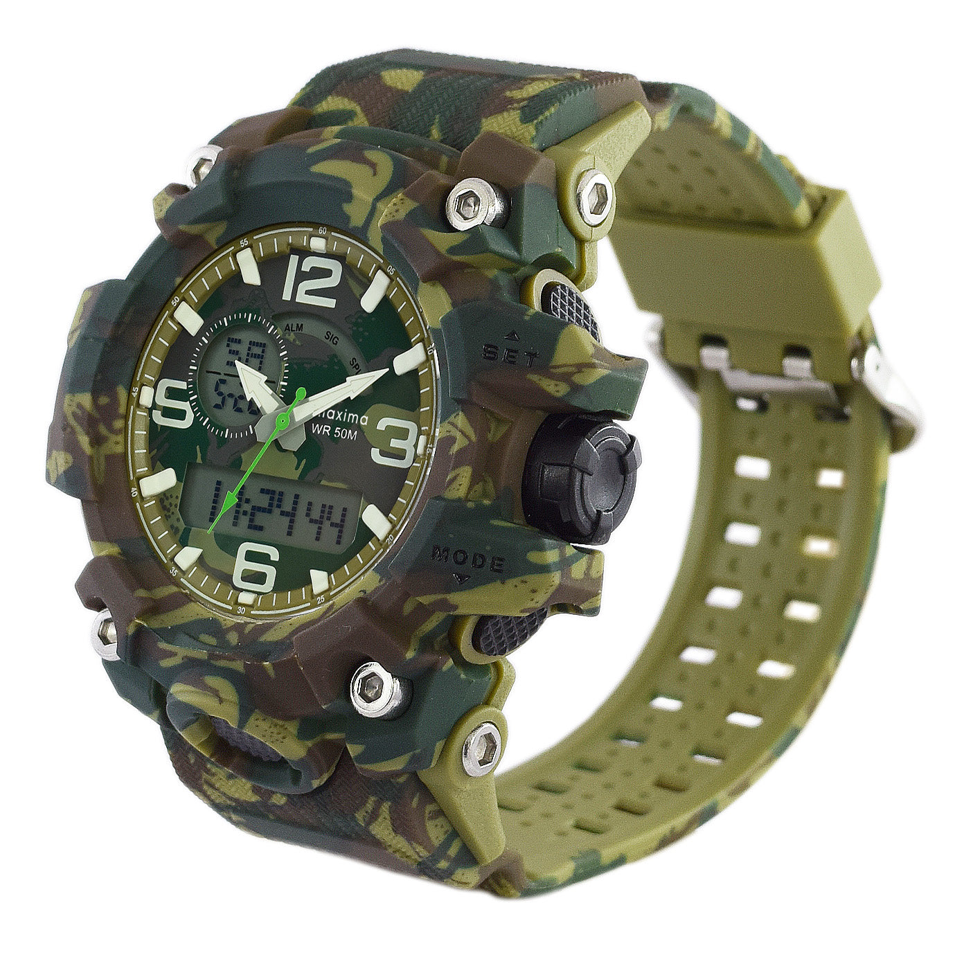 Maxima ADVENTURE Men Army Green Dial Analogue Watch 43960PPAN