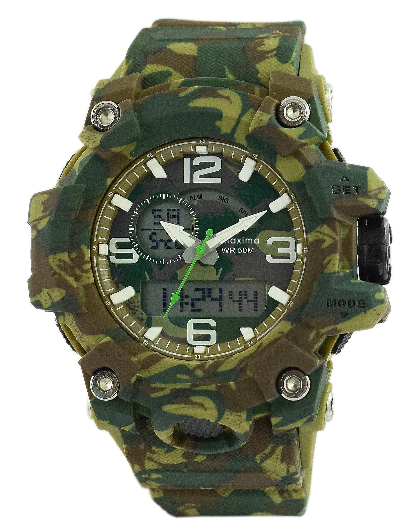 Maxima ADVENTURE Men Army Green Dial Analogue Watch 43960PPAN