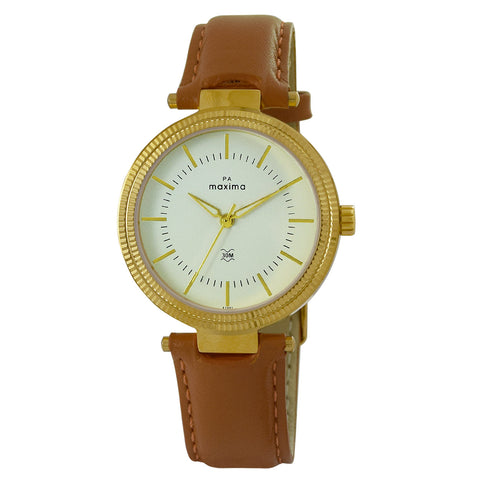 Maxima GOLD Women White Dial Analogue Watch - 61981LMLY