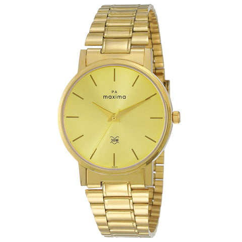 Maxima GOLD Men Gold Dial Analogue Watch - 63525CMGY