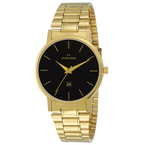 Maxima GOLD Men Black Dial Analogue Watch - 63527CMGY