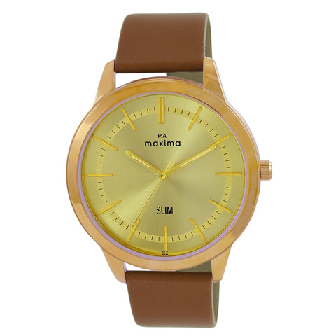 Maxima GOLD Men Gold Dial Analogue Watch - 66411LMGY