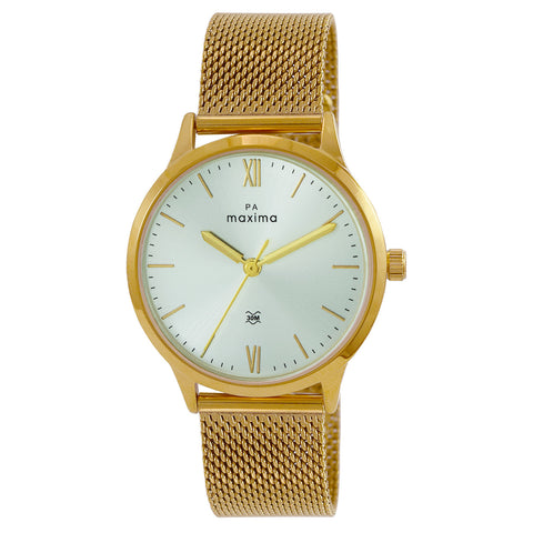Maxima GOLD Women Silver Dial Analogue Watch - 66501CMLY
