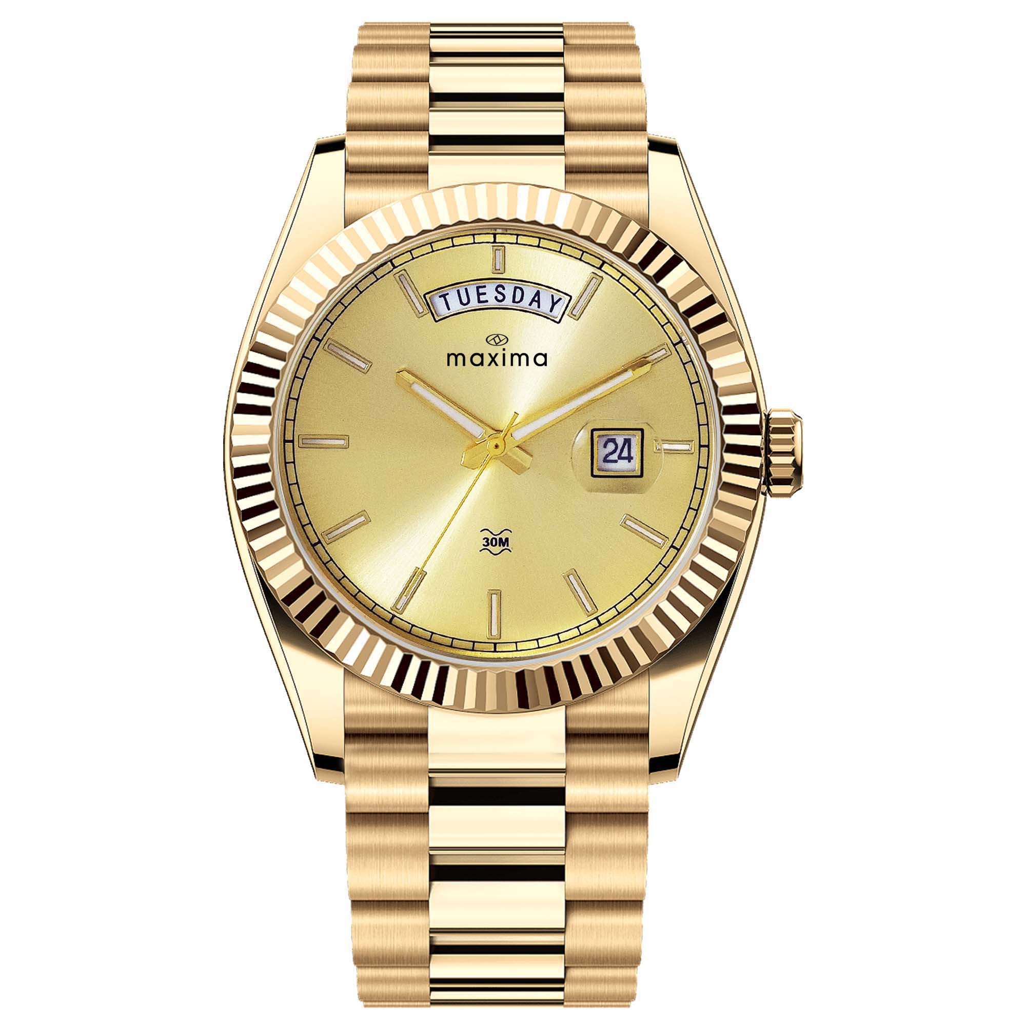 Maxima GOLD Men Gold Dial Analogue Watch 69100CMGY