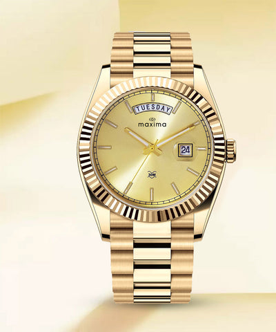 Maxima GOLD Men Gold Dial Analogue Watch 69100CMGY