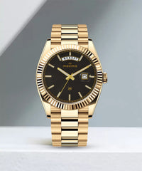 Maxima GOLD Men Black Dial Analogue Watch - 69103CMGY